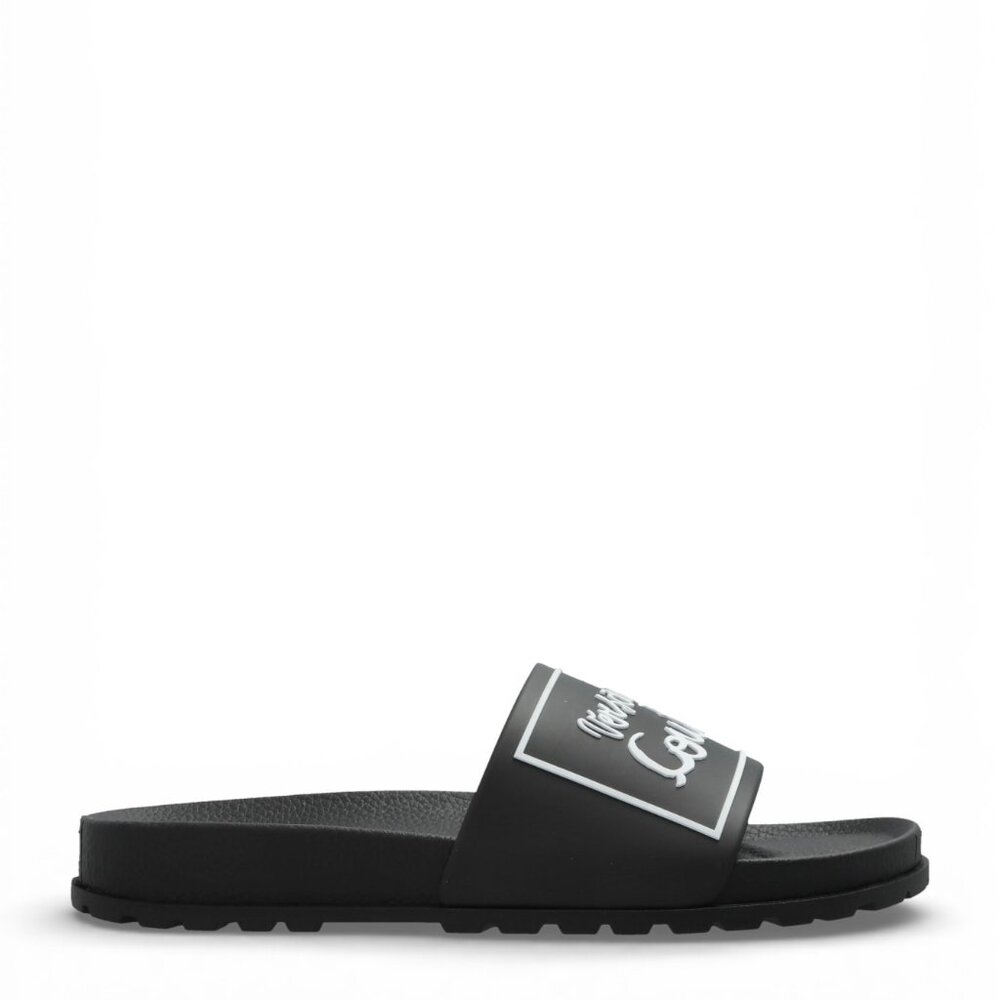 Versace Jeans Couture Black Logo Rubber Slide Sandals EU 37 US : 6  NEW